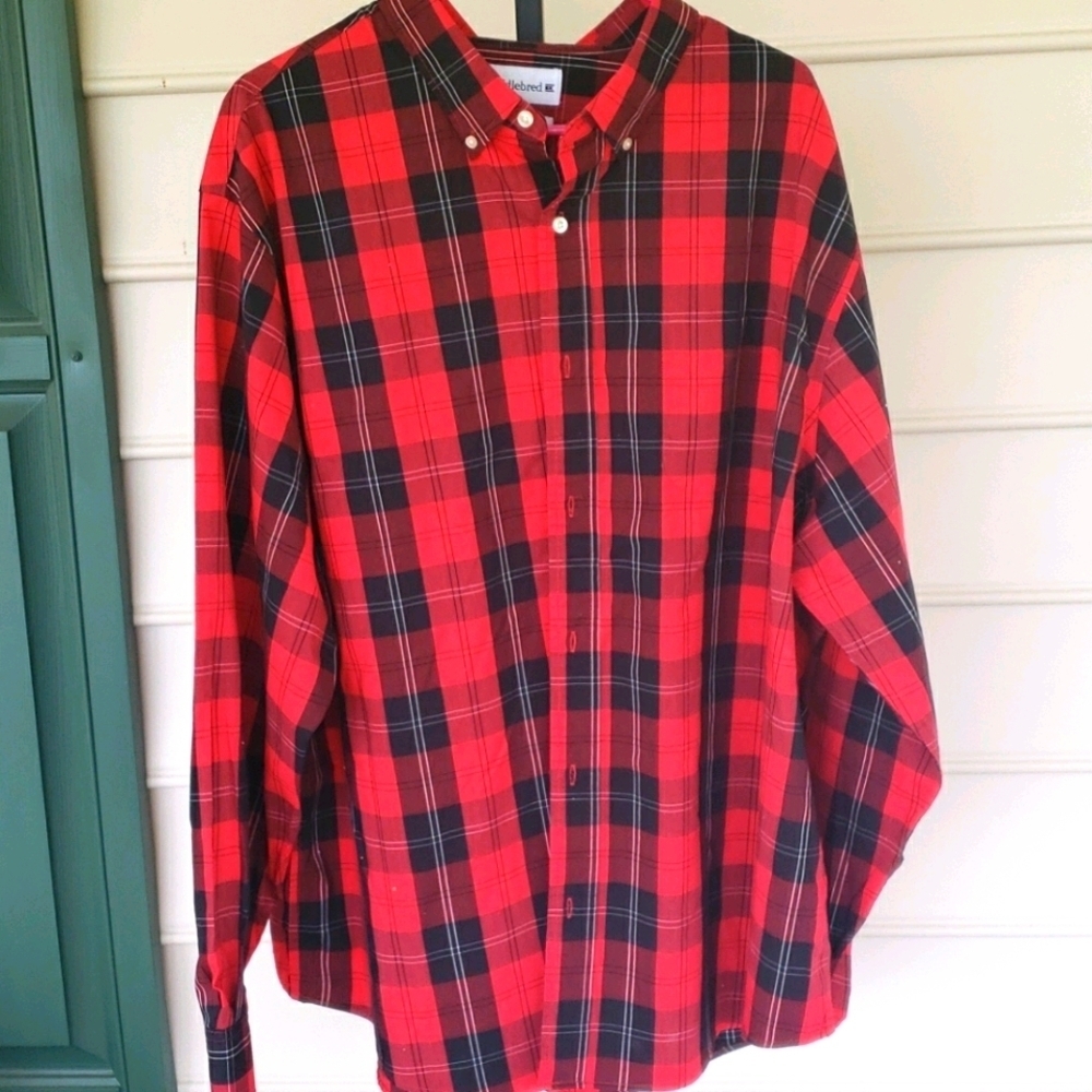 Saddlebred mens long sleeve red plaid shirt, size XXL